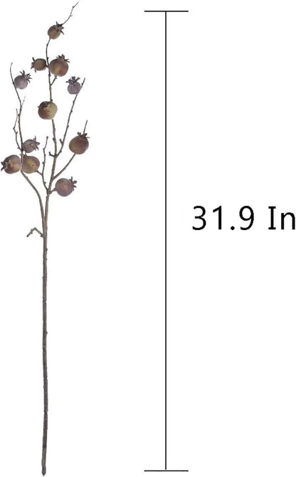4 Pcs Artificial Pomegranate Branches, 31.9" Fake Mini Fruit Branches Faux Fall Stems Fake Pomegranate Stems Artificial Pomegranate Stems with Leaves for Autumn Farmhouse Thanksgiving Decor