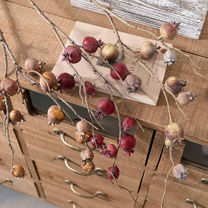 4 Pcs Artificial Pomegranate Branches, 31.9" Fake Mini Fruit Branches Faux Fall Stems Fake Pomegranate Stems Artificial Pomegranate Stems with Leaves for Autumn Farmhouse Thanksgiving Decor