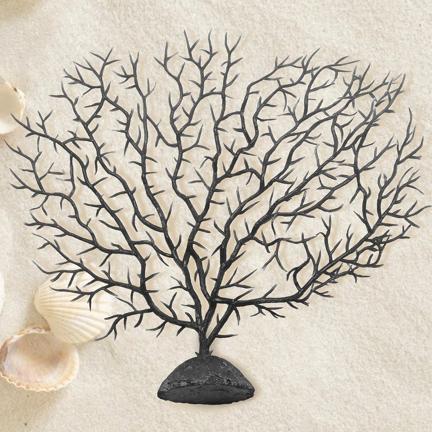 2Pcs Sea Fan Coral Decorations, Red Simulation Sea Coral Branch for Aquarium Ornament Fish Tank Landscape (11.8inch+6.7inch)