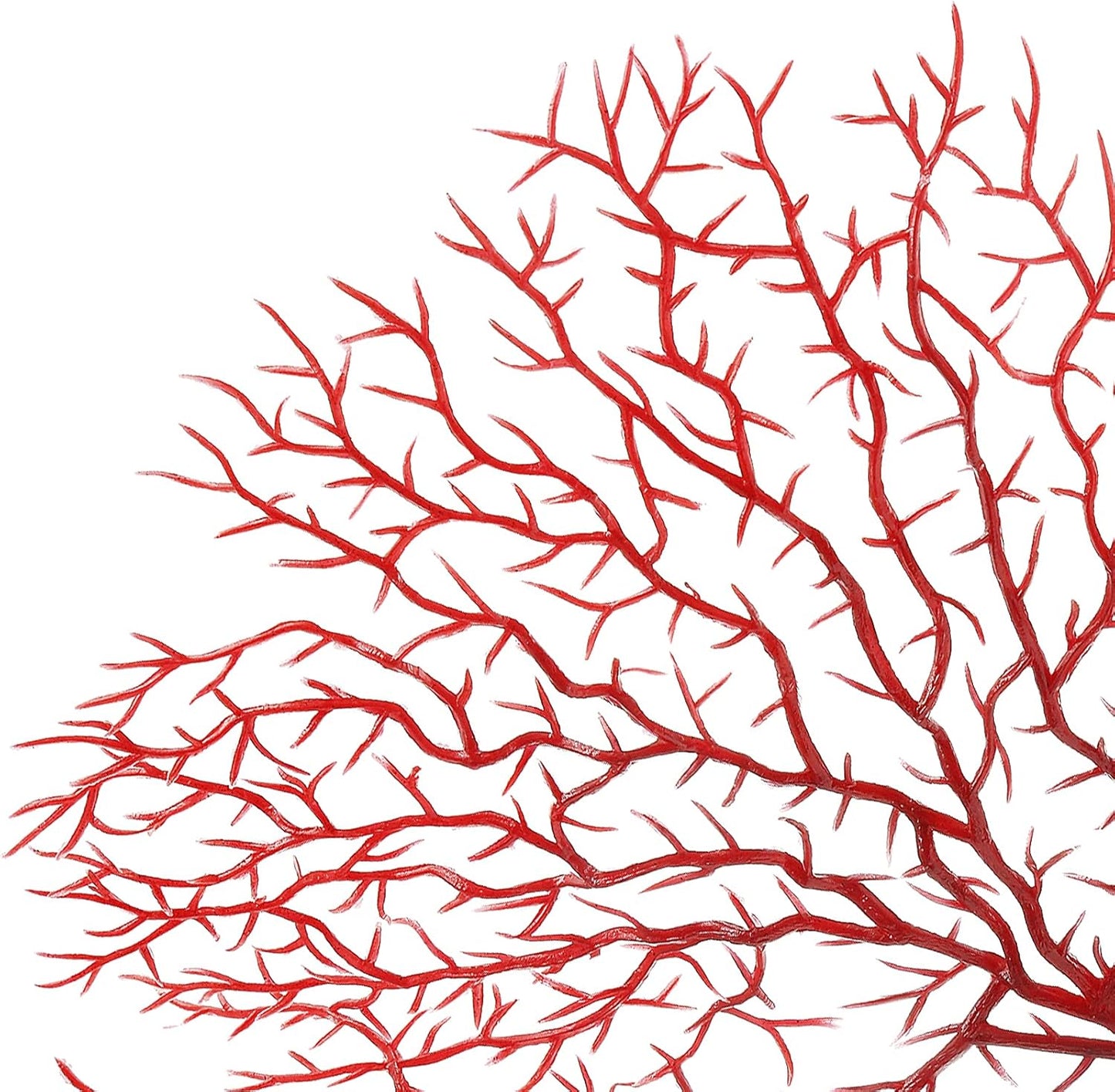 2Pcs Sea Fan Coral Decorations, Red Simulation Sea Coral Branch for Aquarium Ornament Fish Tank Landscape (11.8inch+6.7inch)