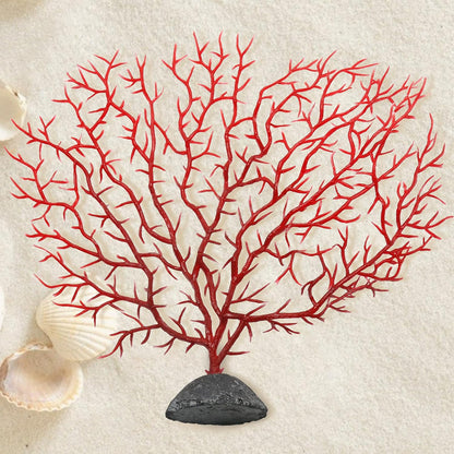 2Pcs Sea Fan Coral Decorations, Red Simulation Sea Coral Branch for Aquarium Ornament Fish Tank Landscape (11.8inch+6.7inch)