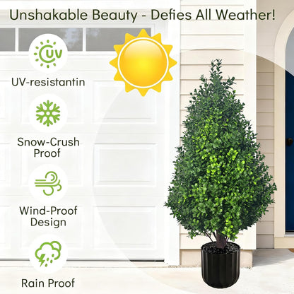 3.7FT Artificial Bougainvillea Tree, Faux Silk Flowering Potted Plant with Realistic Wood Trunk for Indoor Outdoor Home Decor, Front Porch, Patio & Garden