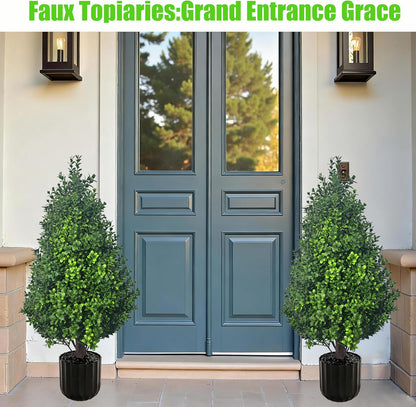 3.7FT Artificial Bougainvillea Tree, Faux Silk Flowering Potted Plant with Realistic Wood Trunk for Indoor Outdoor Home Decor, Front Porch, Patio & Garden