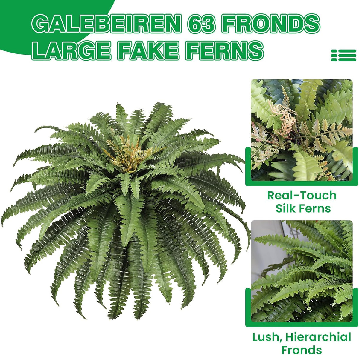 50" Fake Ferns Artificial Plants Large, 98 Artificial Ferns Outdoors Decor