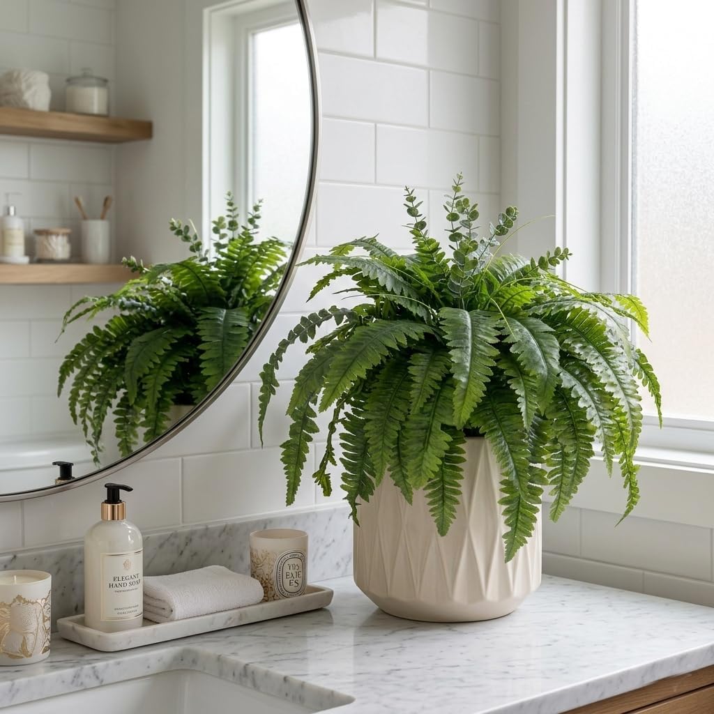 50" Fake Ferns Artificial Plants Large, 98 Artificial Ferns Outdoors Decor