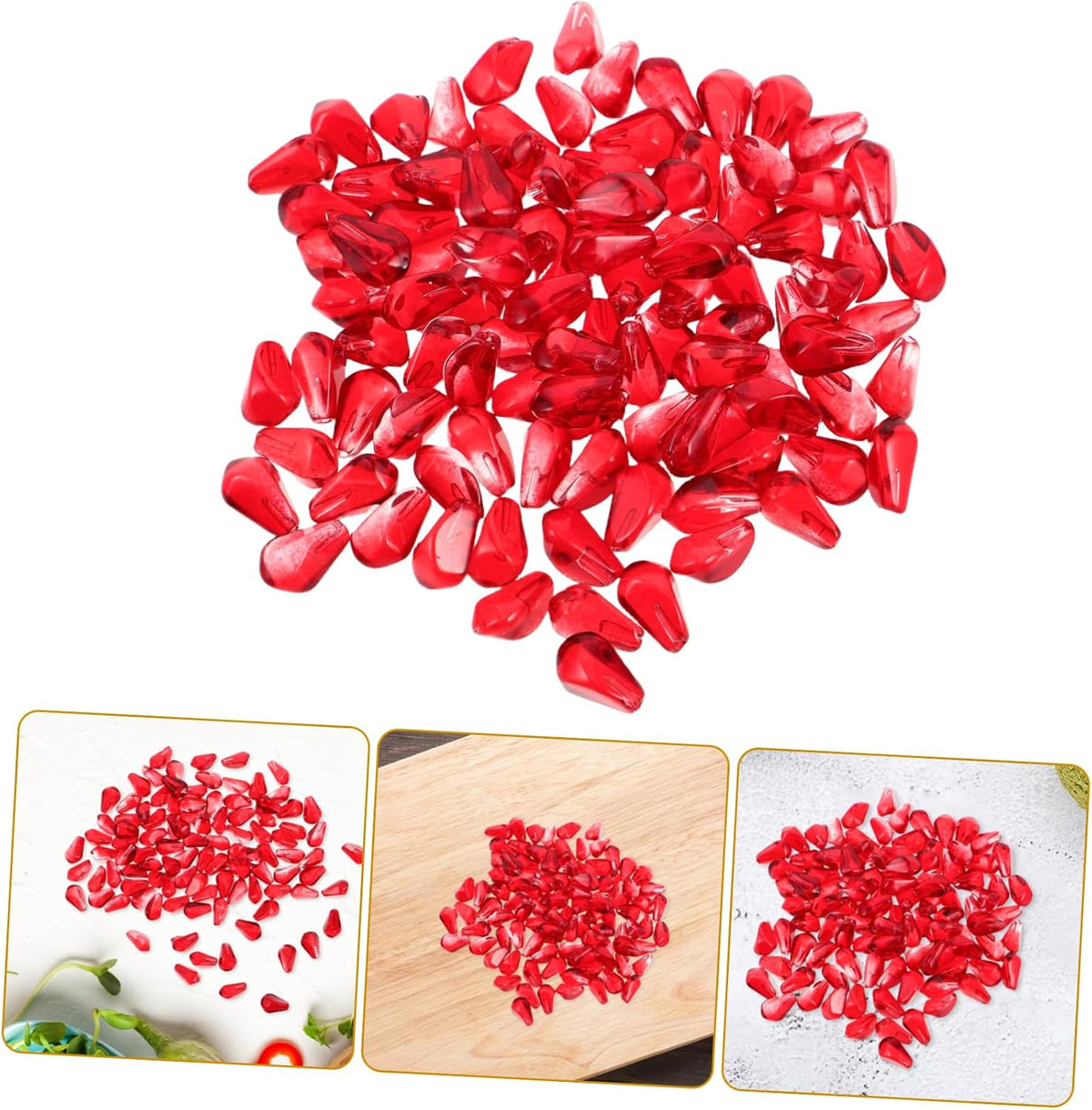 Simulated Pomegranate 100Pcs Red Decorative Fruit Beads for Home Kitchen Display and Food Photography Props