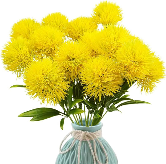 15 Pcs Dandelion Artificial Flowers Plants Bouquet Plastic Flower for Home Decoration/Wedding Decor (Yellow)