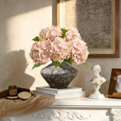 21" Real Touch White Hydrangea Artificial Flowers with Long Stem & Leaves, Full Latex Faux Hydrangea Flowers for Home Decor Party Floral Arrangements Wedding Bouquets Centerpieces