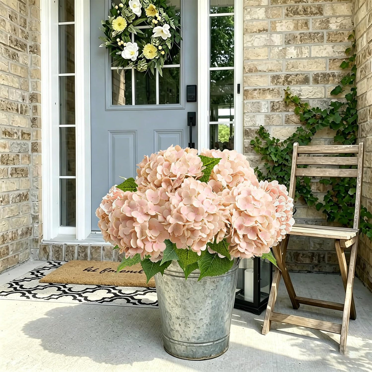 21" Real Touch White Hydrangea Artificial Flowers with Long Stem & Leaves, Full Latex Faux Hydrangea Flowers for Home Decor Party Floral Arrangements Wedding Bouquets Centerpieces