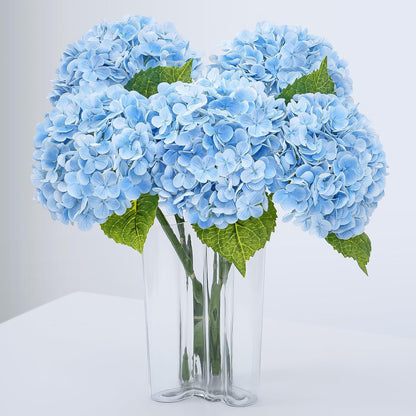 21" Real Touch White Hydrangea Artificial Flowers with Long Stem & Leaves, Full Latex Faux Hydrangea Flowers for Home Decor Party Floral Arrangements Wedding Bouquets Centerpieces