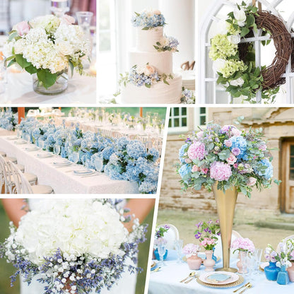 21" Real Touch White Hydrangea Artificial Flowers with Long Stem & Leaves, Full Latex Faux Hydrangea Flowers for Home Decor Party Floral Arrangements Wedding Bouquets Centerpieces