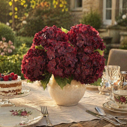 21" Real Touch White Hydrangea Artificial Flowers with Long Stem & Leaves, Full Latex Faux Hydrangea Flowers for Home Decor Party Floral Arrangements Wedding Bouquets Centerpieces