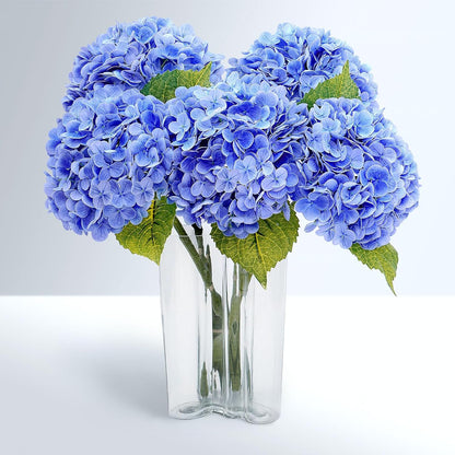 21" Real Touch White Hydrangea Artificial Flowers with Long Stem & Leaves, Full Latex Faux Hydrangea Flowers for Home Decor Party Floral Arrangements Wedding Bouquets Centerpieces
