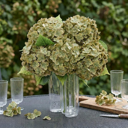 21" Real Touch White Hydrangea Artificial Flowers with Long Stem & Leaves, Full Latex Faux Hydrangea Flowers for Home Decor Party Floral Arrangements Wedding Bouquets Centerpieces