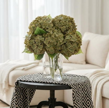 21" Real Touch White Hydrangea Artificial Flowers with Long Stem & Leaves, Full Latex Faux Hydrangea Flowers for Home Decor Party Floral Arrangements Wedding Bouquets Centerpieces