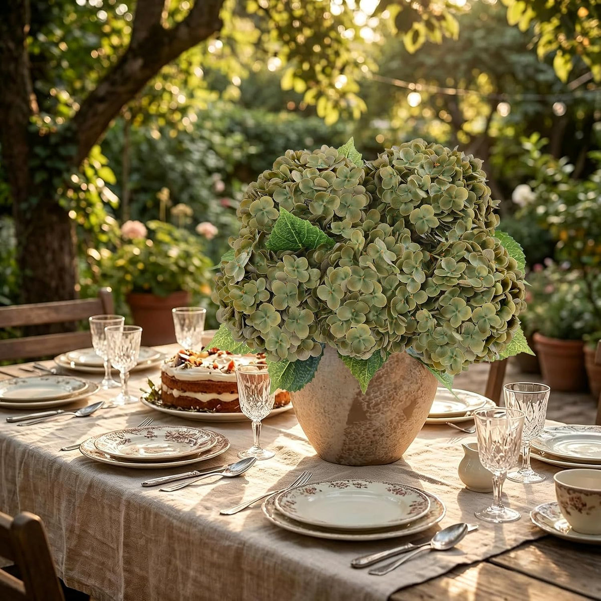 21" Real Touch White Hydrangea Artificial Flowers with Long Stem & Leaves, Full Latex Faux Hydrangea Flowers for Home Decor Party Floral Arrangements Wedding Bouquets Centerpieces