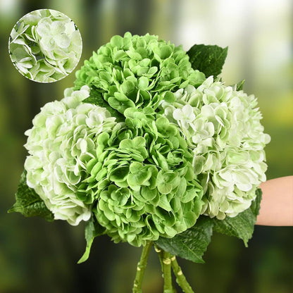 21" Real Touch White Hydrangea Artificial Flowers with Long Stem & Leaves, Full Latex Faux Hydrangea Flowers for Home Decor Party Floral Arrangements Wedding Bouquets Centerpieces