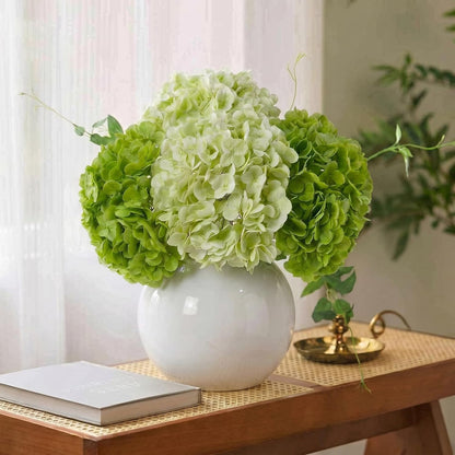 21" Real Touch White Hydrangea Artificial Flowers with Long Stem & Leaves, Full Latex Faux Hydrangea Flowers for Home Decor Party Floral Arrangements Wedding Bouquets Centerpieces