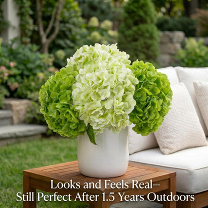 21" Real Touch White Hydrangea Artificial Flowers with Long Stem & Leaves, Full Latex Faux Hydrangea Flowers for Home Decor Party Floral Arrangements Wedding Bouquets Centerpieces
