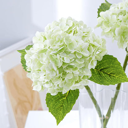 21" Real Touch White Hydrangea Artificial Flowers with Long Stem & Leaves, Full Latex Faux Hydrangea Flowers for Home Decor Party Floral Arrangements Wedding Bouquets Centerpieces
