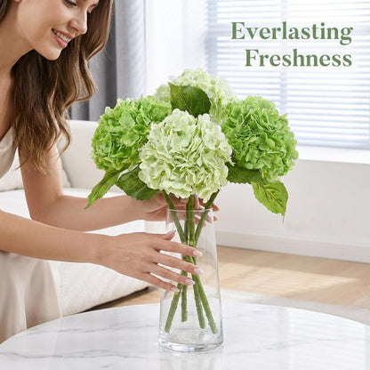 21" Real Touch White Hydrangea Artificial Flowers with Long Stem & Leaves, Full Latex Faux Hydrangea Flowers for Home Decor Party Floral Arrangements Wedding Bouquets Centerpieces