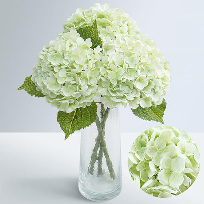 21" Real Touch White Hydrangea Artificial Flowers with Long Stem & Leaves, Full Latex Faux Hydrangea Flowers for Home Decor Party Floral Arrangements Wedding Bouquets Centerpieces