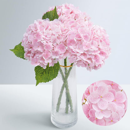 21" Real Touch White Hydrangea Artificial Flowers with Long Stem & Leaves, Full Latex Faux Hydrangea Flowers for Home Decor Party Floral Arrangements Wedding Bouquets Centerpieces