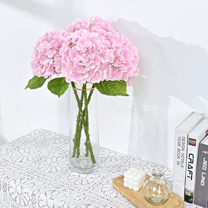 21" Real Touch White Hydrangea Artificial Flowers with Long Stem & Leaves, Full Latex Faux Hydrangea Flowers for Home Decor Party Floral Arrangements Wedding Bouquets Centerpieces