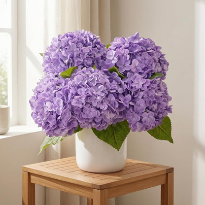 21" Real Touch White Hydrangea Artificial Flowers with Long Stem & Leaves, Full Latex Faux Hydrangea Flowers for Home Decor Party Floral Arrangements Wedding Bouquets Centerpieces