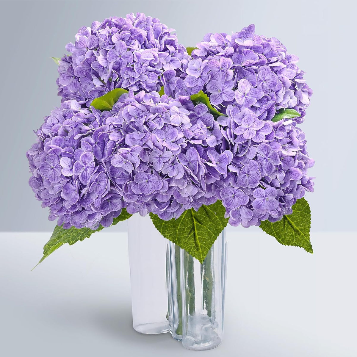 21" Real Touch White Hydrangea Artificial Flowers with Long Stem & Leaves, Full Latex Faux Hydrangea Flowers for Home Decor Party Floral Arrangements Wedding Bouquets Centerpieces