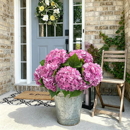 21" Real Touch White Hydrangea Artificial Flowers with Long Stem & Leaves, Full Latex Faux Hydrangea Flowers for Home Decor Party Floral Arrangements Wedding Bouquets Centerpieces
