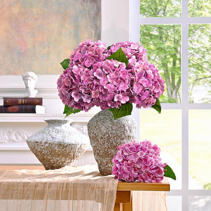 21" Real Touch White Hydrangea Artificial Flowers with Long Stem & Leaves, Full Latex Faux Hydrangea Flowers for Home Decor Party Floral Arrangements Wedding Bouquets Centerpieces