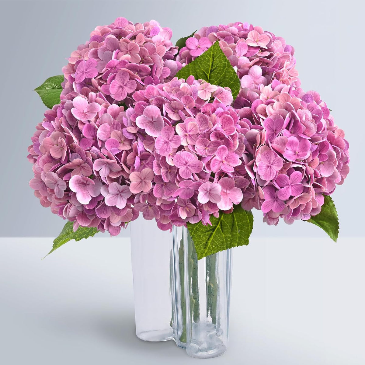 21" Real Touch White Hydrangea Artificial Flowers with Long Stem & Leaves, Full Latex Faux Hydrangea Flowers for Home Decor Party Floral Arrangements Wedding Bouquets Centerpieces