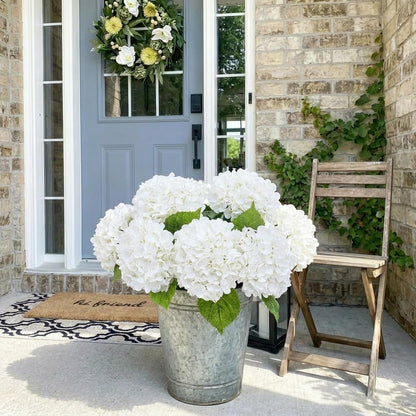 21" Real Touch White Hydrangea Artificial Flowers with Long Stem & Leaves, Full Latex Faux Hydrangea Flowers for Home Decor Party Floral Arrangements Wedding Bouquets Centerpieces