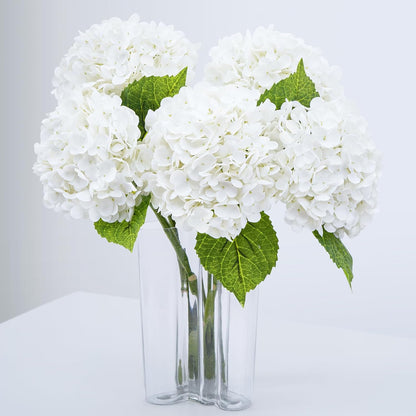 21" Real Touch White Hydrangea Artificial Flowers with Long Stem & Leaves, Full Latex Faux Hydrangea Flowers for Home Decor Party Floral Arrangements Wedding Bouquets Centerpieces