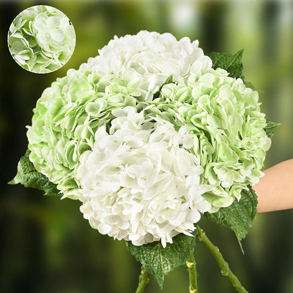 21" Real Touch White Hydrangea Artificial Flowers with Long Stem & Leaves, Full Latex Faux Hydrangea Flowers for Home Decor Party Floral Arrangements Wedding Bouquets Centerpieces