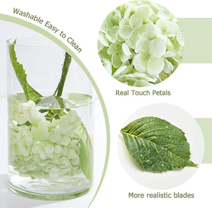 21" Real Touch White Hydrangea Artificial Flowers with Long Stem & Leaves, Full Latex Faux Hydrangea Flowers for Home Decor Party Floral Arrangements Wedding Bouquets Centerpieces