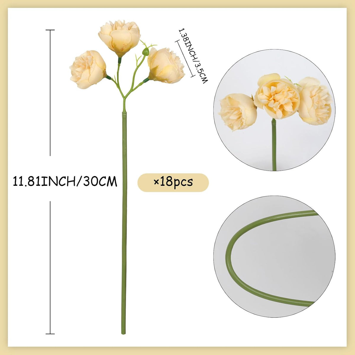 Ranunculus Artificial Flowers Peonies Flowers 18 PCS Silk Artificial Peonies Faux Ranunculus for for DIY Wedding Bouquet Bridal Shower Filler Flowers Décor(Champagne)