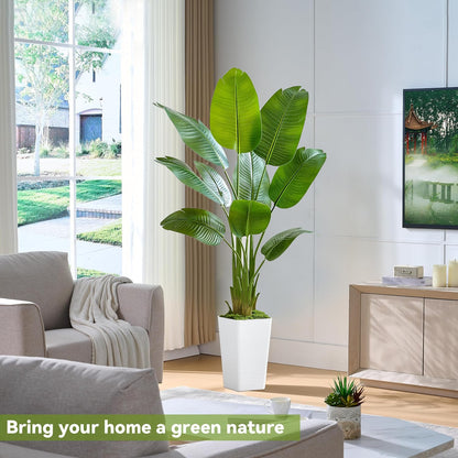 Birds of Paradise Artificial Plants Indoor, 4FT Fake Banana Tree | Lifelike Tall Fake Tropical Palm Indoor, Faux Banana Leaf Plant in Black Pot, Floor Plants for House,Office,Room,Home Decor