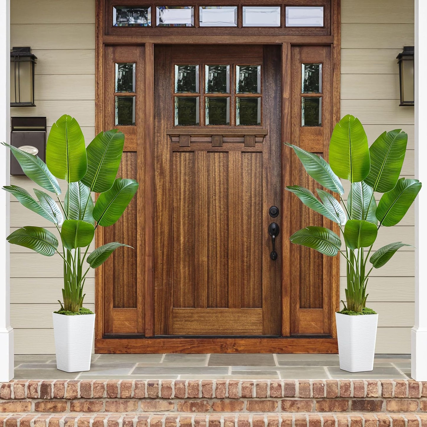 Birds of Paradise Artificial Plants Indoor, 4FT Fake Banana Tree | Lifelike Tall Fake Tropical Palm Indoor, Faux Banana Leaf Plant in Black Pot, Floor Plants for House,Office,Room,Home Decor