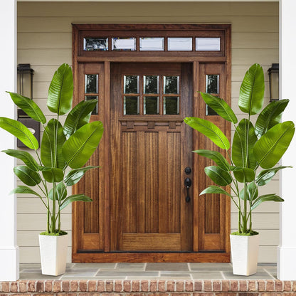 Birds of Paradise Artificial Plants Indoor, 4FT Fake Banana Tree | Lifelike Tall Fake Tropical Palm Indoor, Faux Banana Leaf Plant in Black Pot, Floor Plants for House,Office,Room,Home Decor