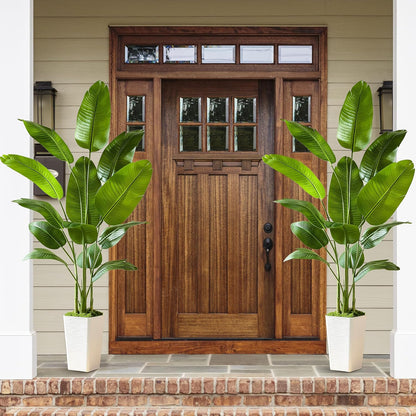 Birds of Paradise Artificial Plants Indoor, 4FT Fake Banana Tree | Lifelike Tall Fake Tropical Palm Indoor, Faux Banana Leaf Plant in Black Pot, Floor Plants for House,Office,Room,Home Decor