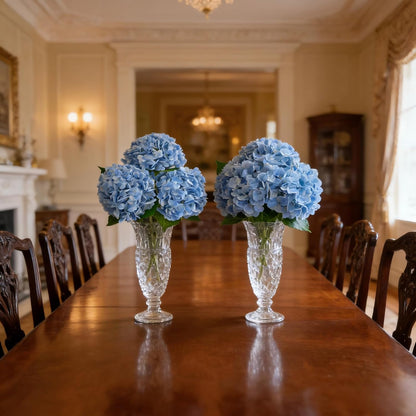 3 Pcs 21in Blue Hydrangea Artificial Flowers, Latex Real Touch Hydrangeas