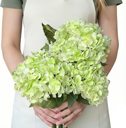 3 Pcs 21in Blue Hydrangea Artificial Flowers, Latex Real Touch Hydrangeas