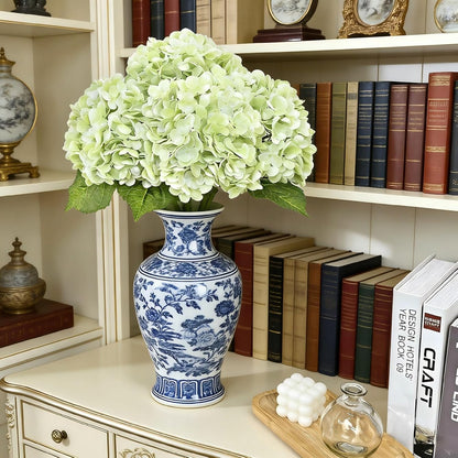 3 Pcs 21in Blue Hydrangea Artificial Flowers, Latex Real Touch Hydrangeas