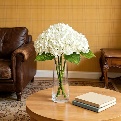 3 Pcs 21in Blue Hydrangea Artificial Flowers, Latex Real Touch Hydrangeas