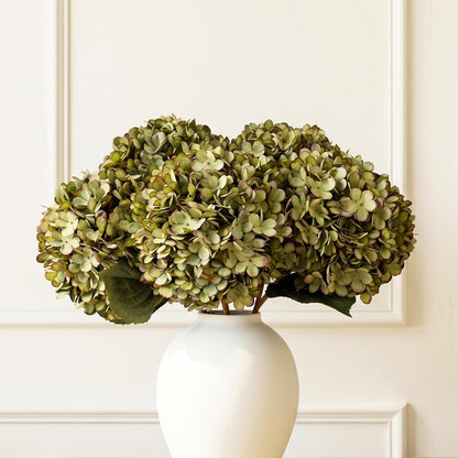 Real Touch White Faux Hydrangea And Eucalyptus Arrangement, Faux Floral Arrangements, Hyper Realistic Artificial Flowers, White Centerpieces For Kitchen Dining Coffee Table Decor (Vase Not Included)