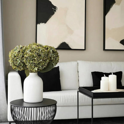 Real Touch White Faux Hydrangea And Eucalyptus Arrangement, Faux Floral Arrangements, Hyper Realistic Artificial Flowers, White Centerpieces For Kitchen Dining Coffee Table Decor (Vase Not Included)
