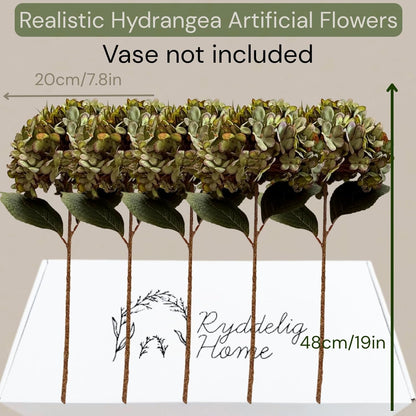 Real Touch White Faux Hydrangea And Eucalyptus Arrangement, Faux Floral Arrangements, Hyper Realistic Artificial Flowers, White Centerpieces For Kitchen Dining Coffee Table Decor (Vase Not Included)