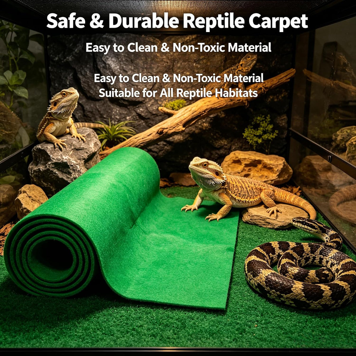 Forest Floor Turtle Bedding Reptile Carpet Mat for 30-65 Gallon Tanks